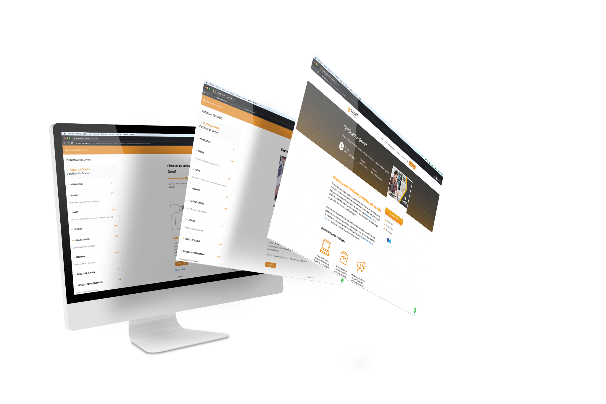 Mockup de certificación Garnet Academy